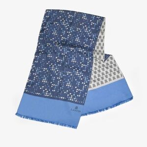 LANVIN Vintage Iconic Logo Reversible Silk Scarf 13" x 50"